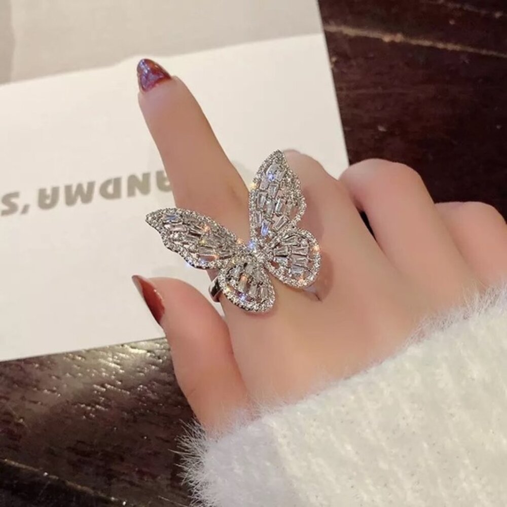 Silver‎ Butterfly Ring Adjustable